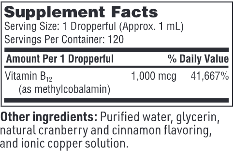 b12 liquid methylcobalamin sfi health supplement facts