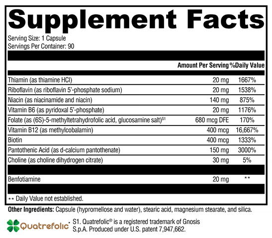 B Activ (Xymogen) Supplement Facts