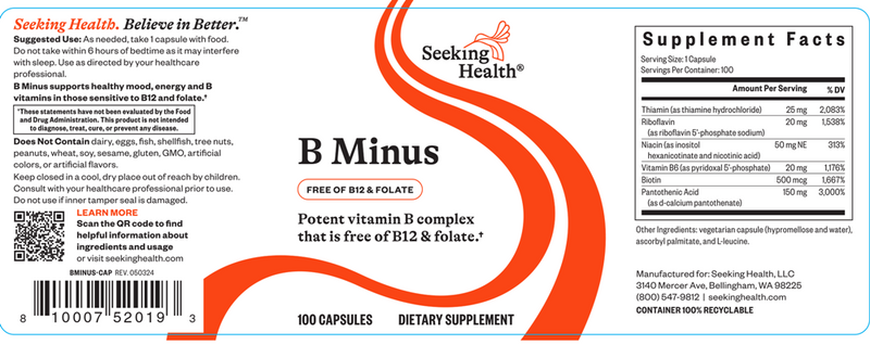 b minus seeking health label