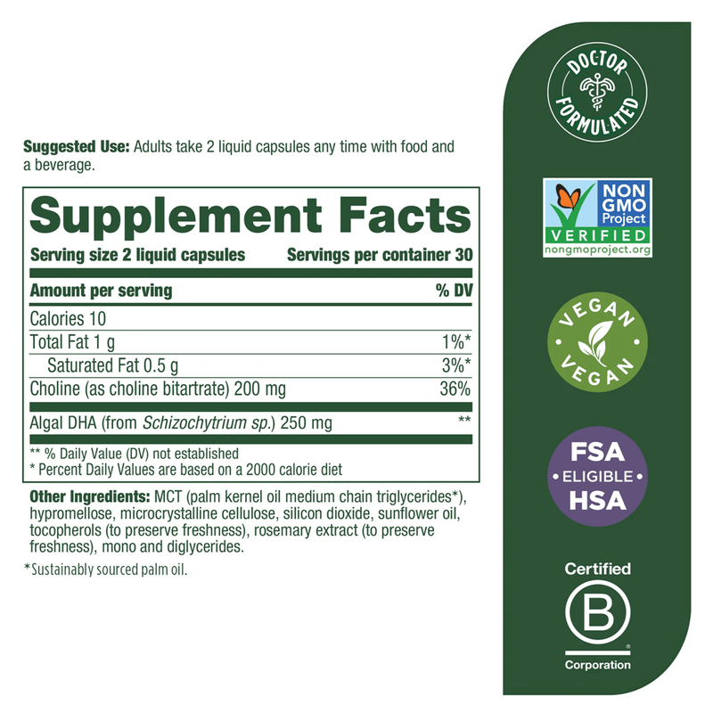 Baby & Me 2 Prenatal DHA & Choline (MegaFood) supplement facts