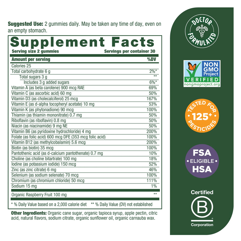 Baby & Me 2 Prenatal Multi Gummies (MegaFood) supplement facts