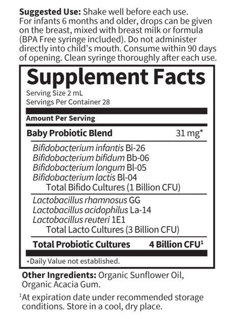 baby probiotic garden of life supplement facts