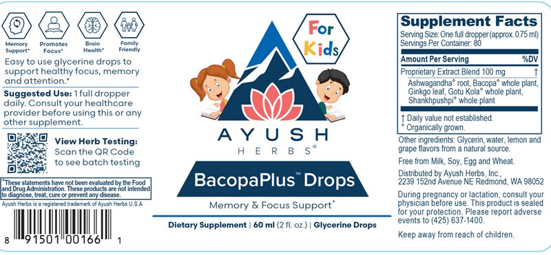 bacopaplus kids drops ayush herbs label