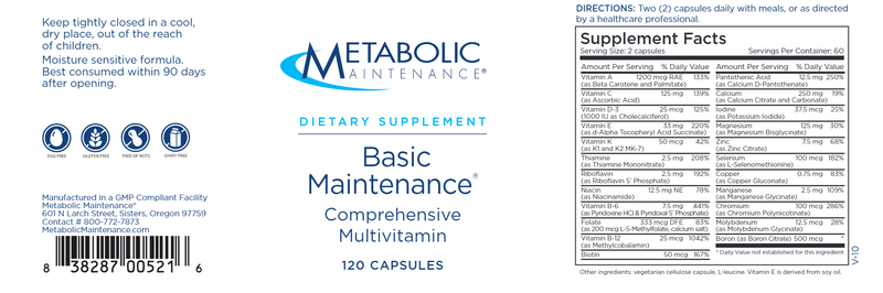 Basic Maintenance (Metabolic Maintenance) label