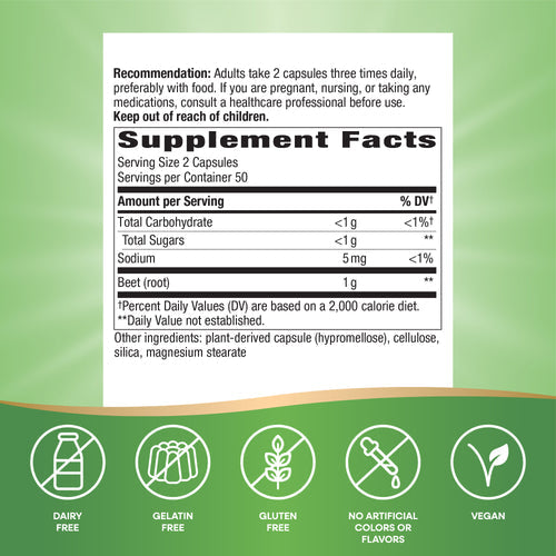 beet root capsules nature's way supplement facts