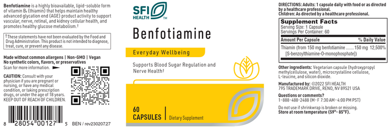 benfotiamine sfi health label