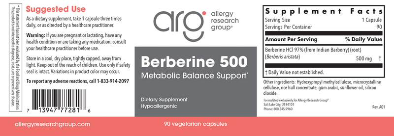 berberine 500 allergy research group label