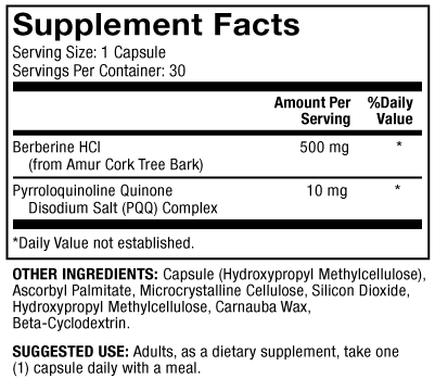 Berberine and MicroPQQ (Dr. Mercola) supplement facts