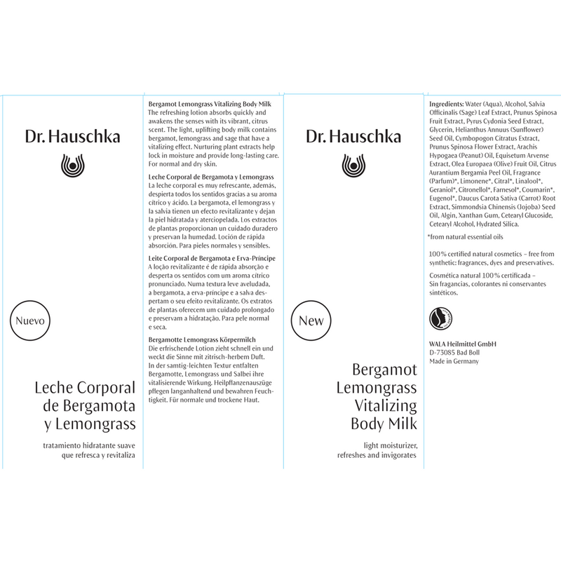 bergamot lemongrass body milk dr. hauschka skincare label