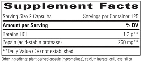 Betaine HCl (Integrative Therapeutics) supplement facts