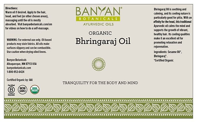 Bhringaraj Oil Organic (Banyan Botanicals) label