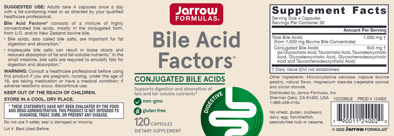 Bile Acid Factors Jarrow Formulas label