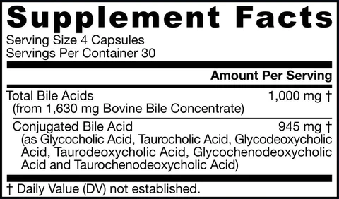 Bile Acid Factors Jarrow Formulas supplement facts