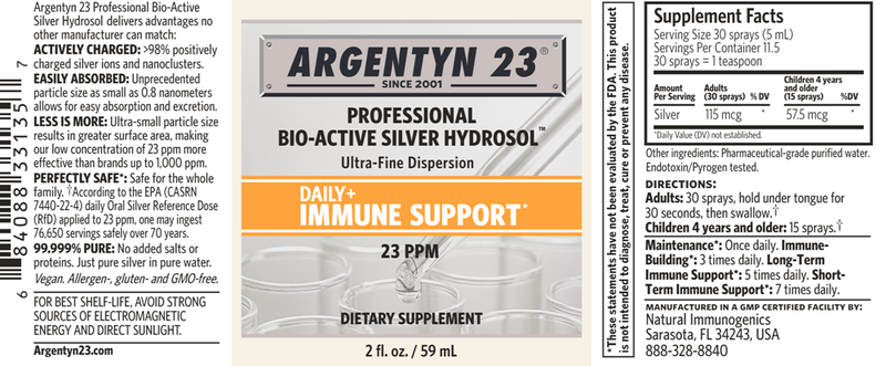 Bio-Active Silv Hydrosol Spray (Argentyn 23) label