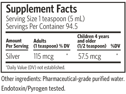 Bio-Active Silver Hydrosol 16oz (Argentyn 23) supplement facts