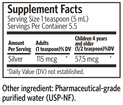 Bio-Active Silver Hydrosol 1 fl oz (Argentyn 23) supplement facts