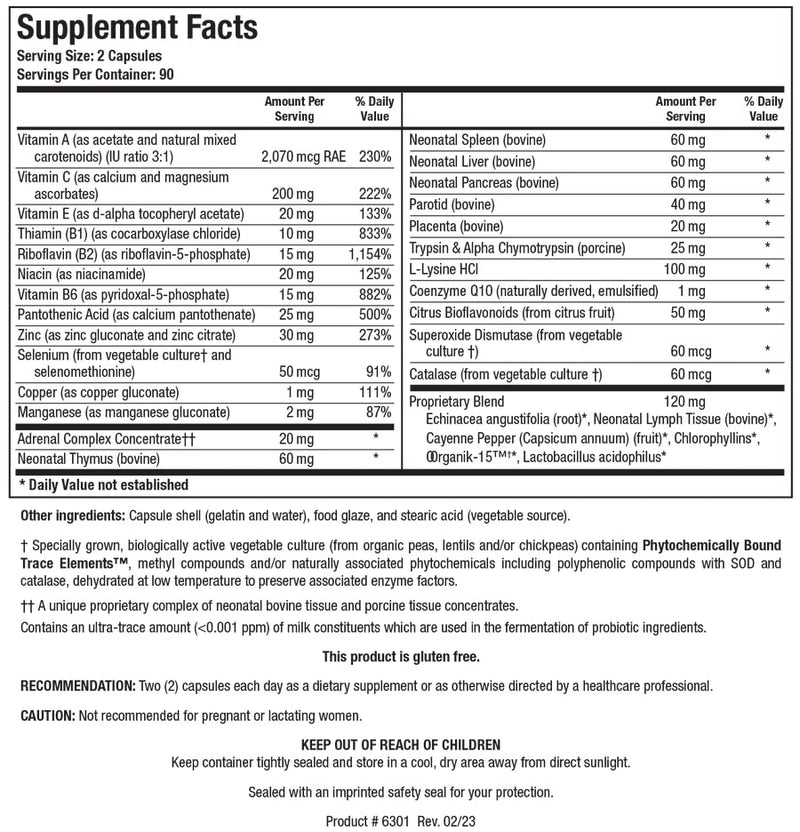 Bio-Immunozyme Forte (Biotics Research) Supplement Facts