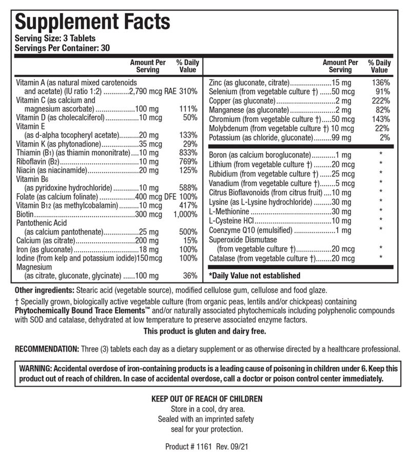 Bio-Multi Plus (Biotics Research) Supplement Facts