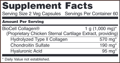 BioCell Collagen (NOW) Supplement Facts