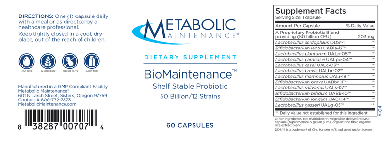 BioMaintenance Shelf Stable (Metabolic Maintenance) label