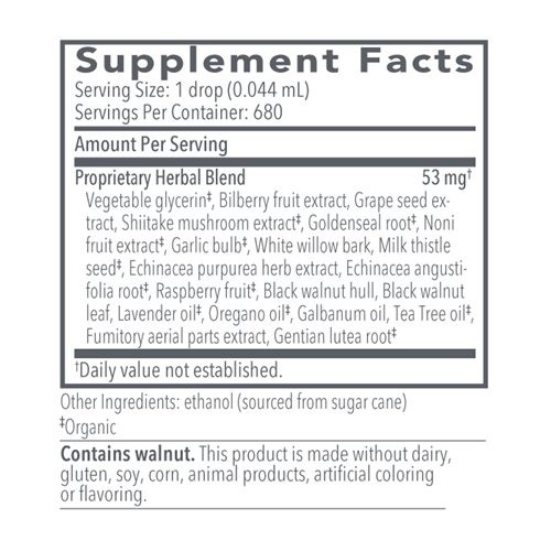 Biocidin Liquid supplement facts