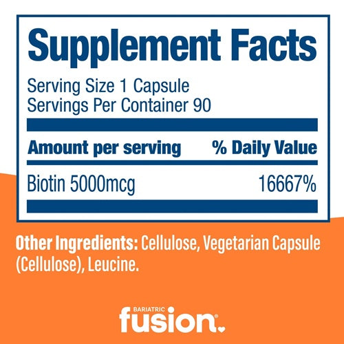 Biotin Bariatric Fusion supplement facts