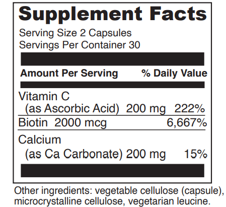 biotin davinci labs supplement facts