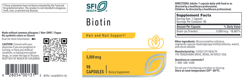 biotin sfi health label