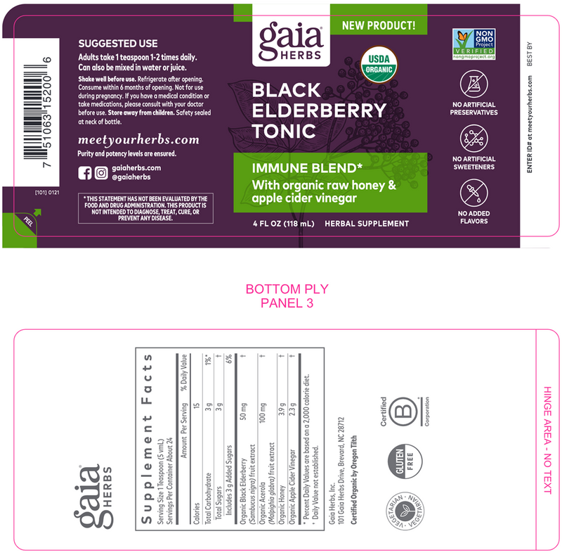 Black Elderberry Tonic (Gaia Herbs) Label