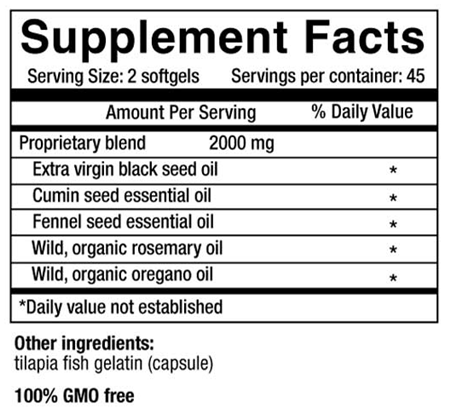 Black Seed Oil Softgels Physicians Strength supplement facts