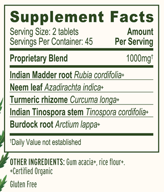 Blood Cleanse Organic Banyan Botanicals supplement facts