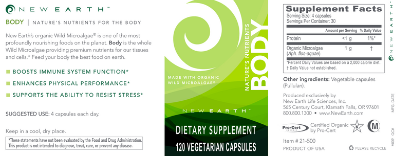 Body Capsules New Earth label