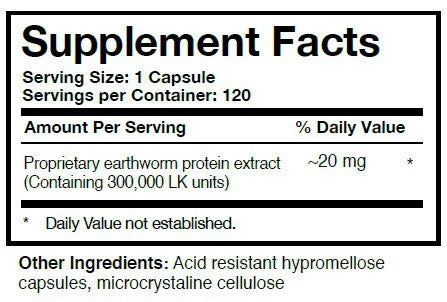 Boluoke Lumbrokinase Researched Nutritionals supplement facts