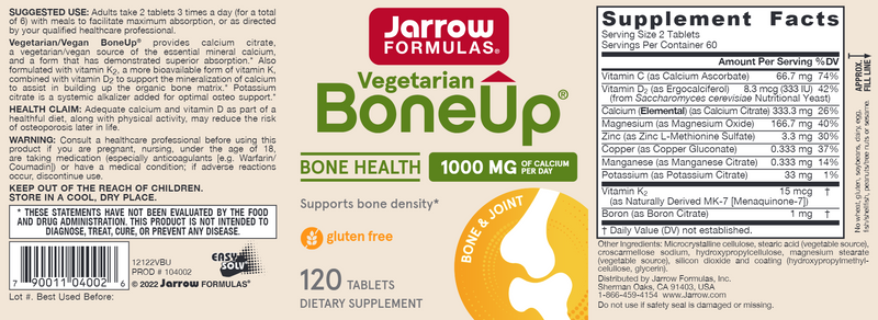 Bone-Up Vegetarian Jarrow Formulas label