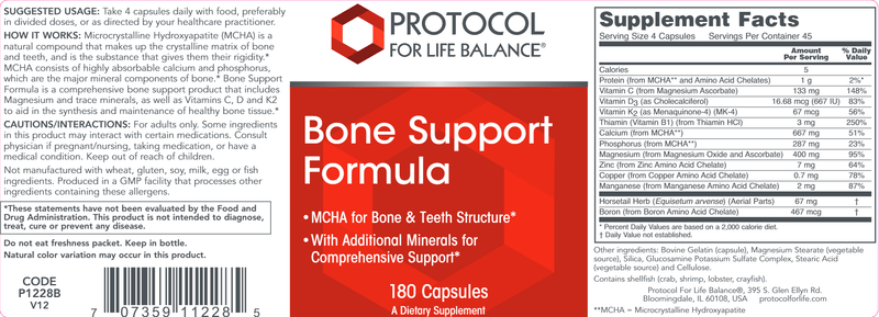 Bone Support Formula (Protocol for Life Balance) Label