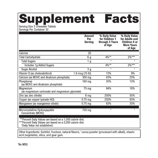 Bone Builder Chewable (Metagenics) Supplement Facts