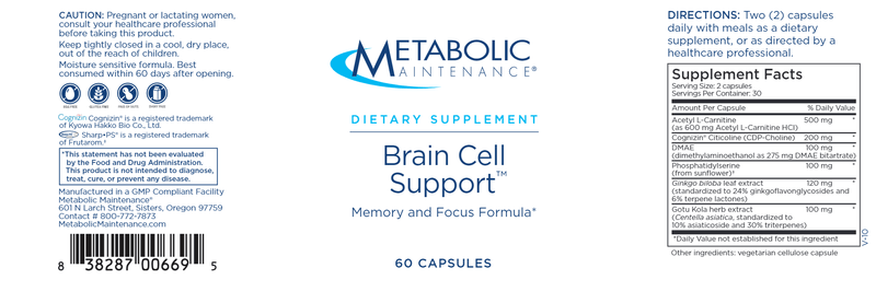 Brain Cell Support (Metabolic Maintenance) label