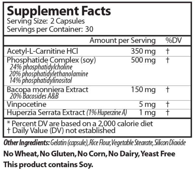 Brain Memory Vinco supplement facts