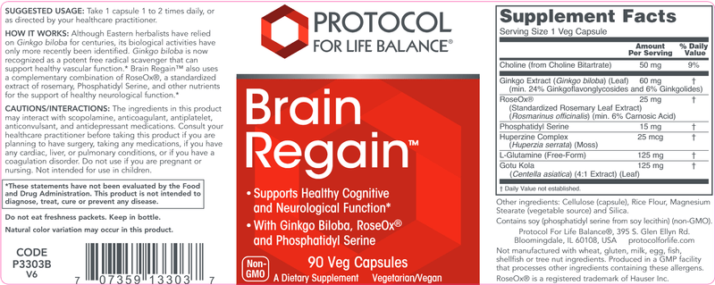 Brain Regain (Protocol for Life Balance) Label