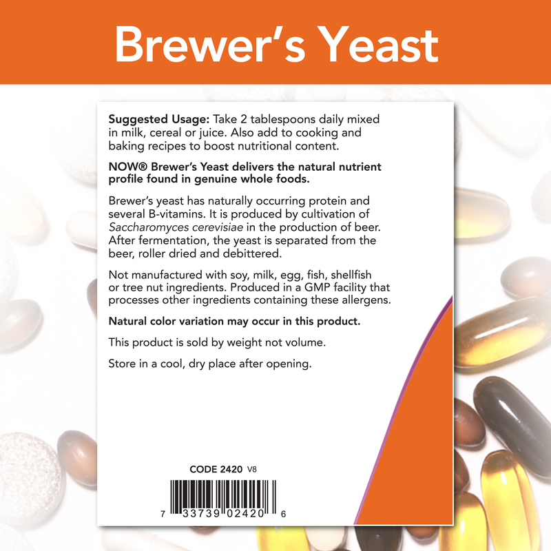 Brewer's Yeast Reduced Bitterness (NOW) Label