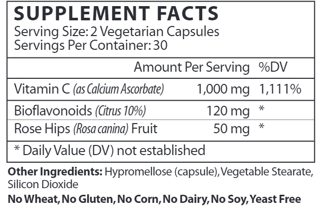 Buffered Vitamin C 1000 Vinco supplement facts