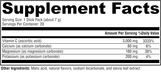 Buffered C Powder Fruit Punch (Xymogen) Supplement Facts