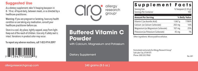 buffered vitamin c powder allergy research group label