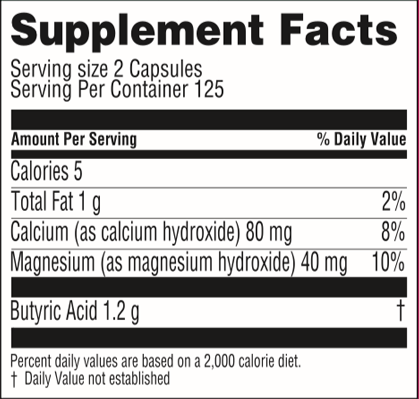 butyrex 600 mg neesby supplement facts