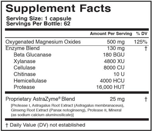 CLEANSXYM Master Supplements (US Enzymes) supplement facts