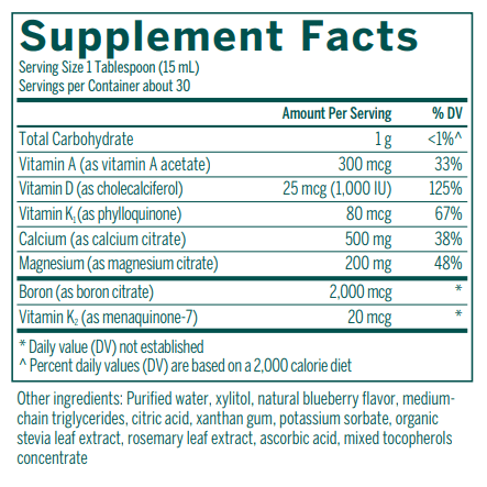 Cal Mag Liquid + Berry supplement facts Genestra