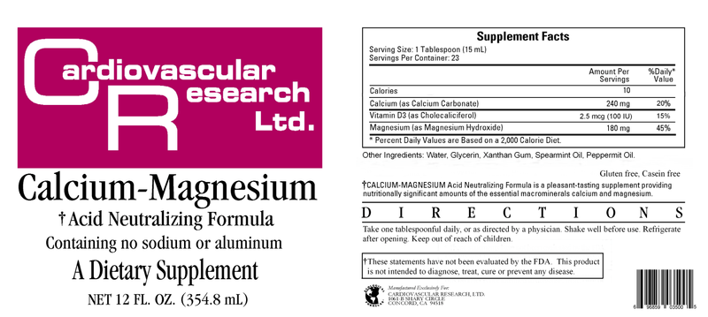 Calcium Magnesium (Ecological Formulas) Label