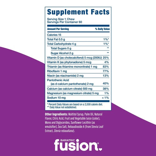 Calcium Citrate Soft Chews - Cran-Grape Bariatric Fusion supplement facts