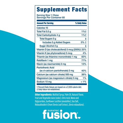 Calcium Citrate Soft Chews - Fruit Punch Bariatric Fusion supplement facts