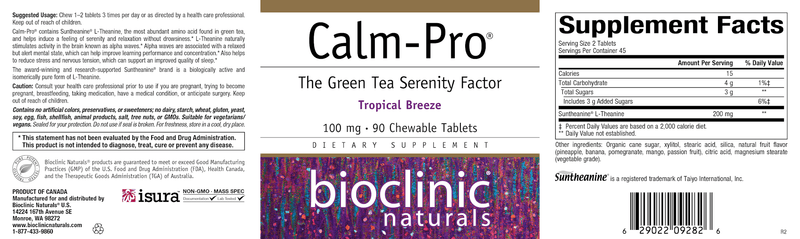 Calm-Pro (Bioclinic Naturals) Label